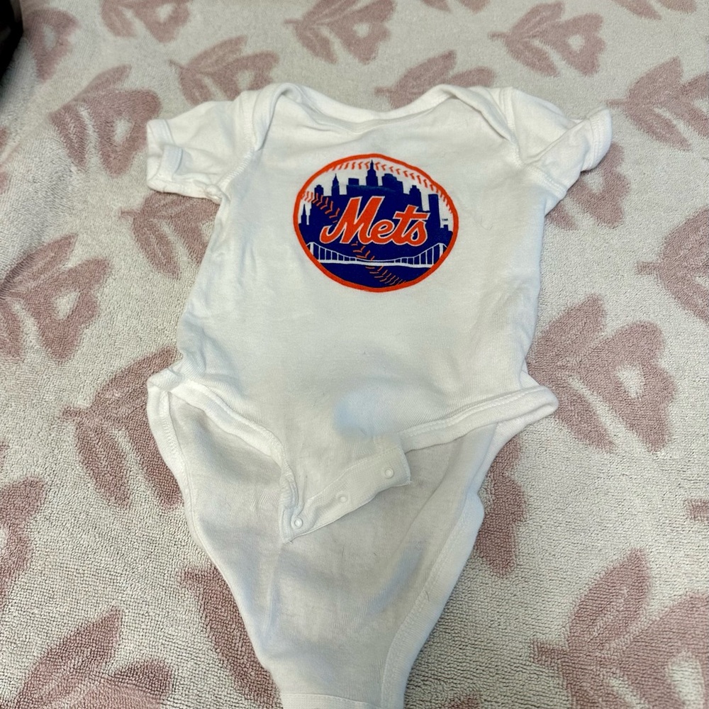 White Mets Logo Baby One-Piece Bodysuit